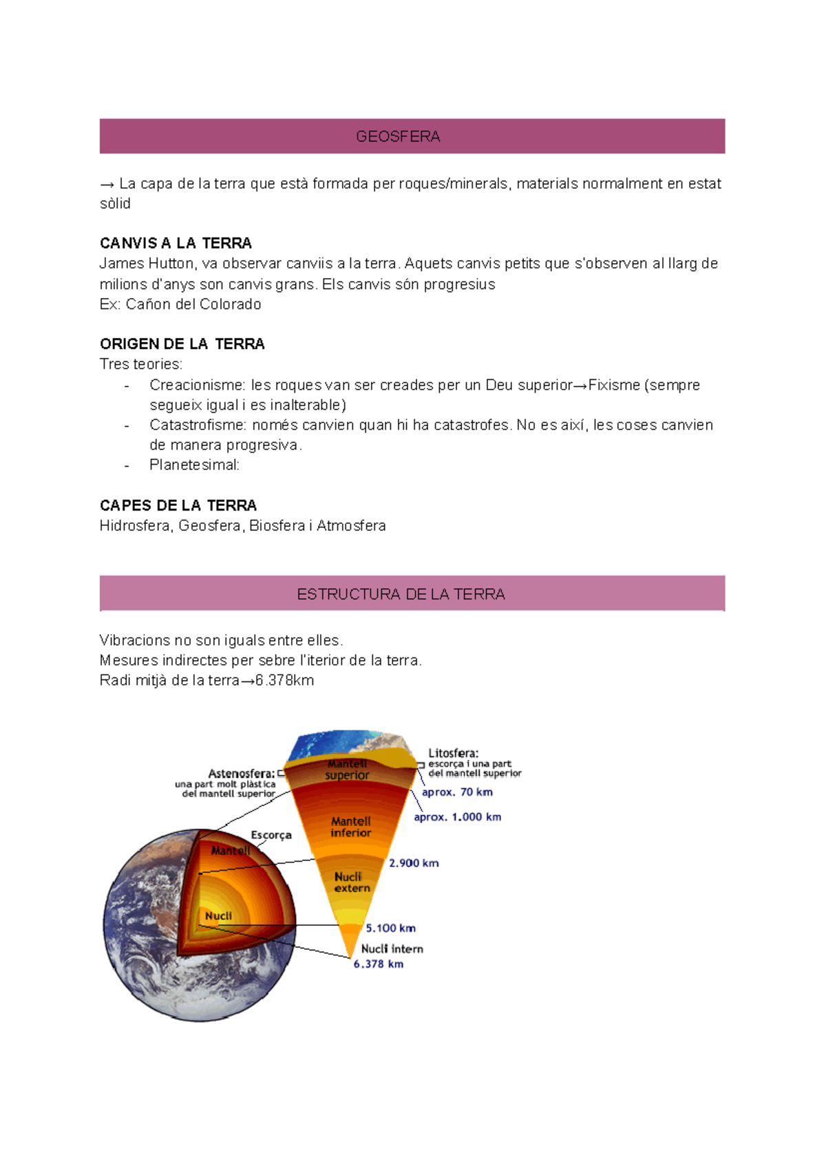 Geologia - APuntes selectividad - GEOSFERA → La capa de la terra que ...