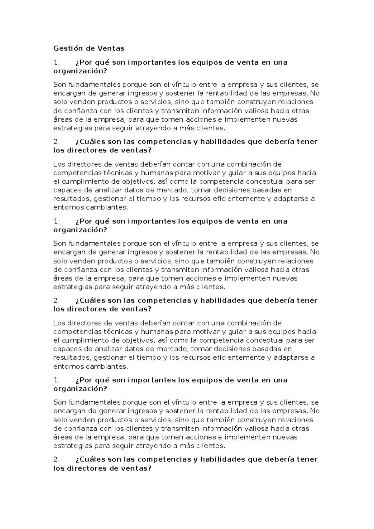 Gestión de Ventas 1: Importancia de Equipos y Habilidades de Directores ...