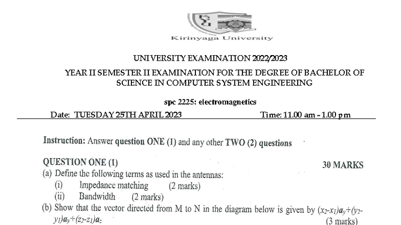 Spc 2225 electromagnetics Year II Semester II 2 - computer science ...