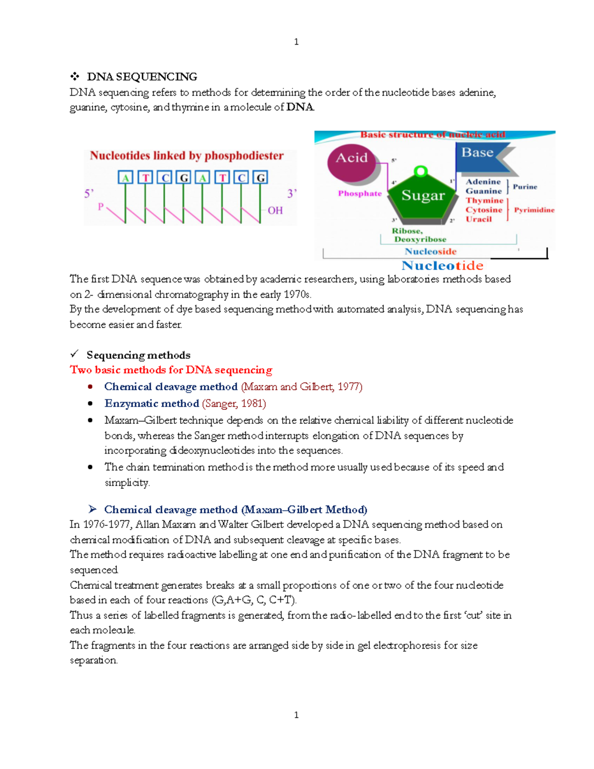 Topic 6.1: Overview of Basic DNA Sequencing Techniques - Studocu