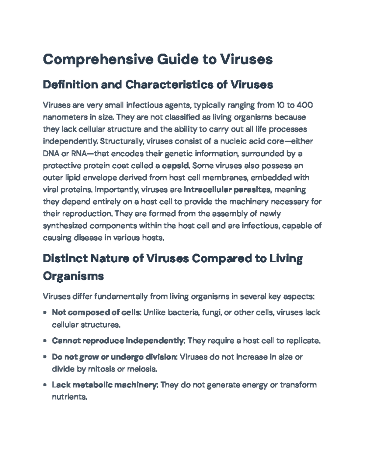 Comprehensive Overview of Viral Mechanisms and Human Diseases - BIOL101 ...