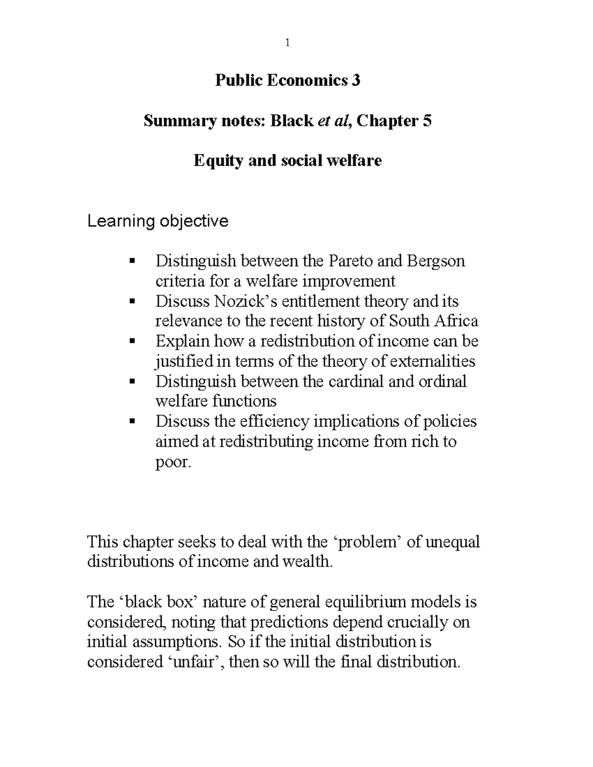 ECS3704-notes- ch 5 - chapter 5 - Public Economics 3 Summary notes ...
