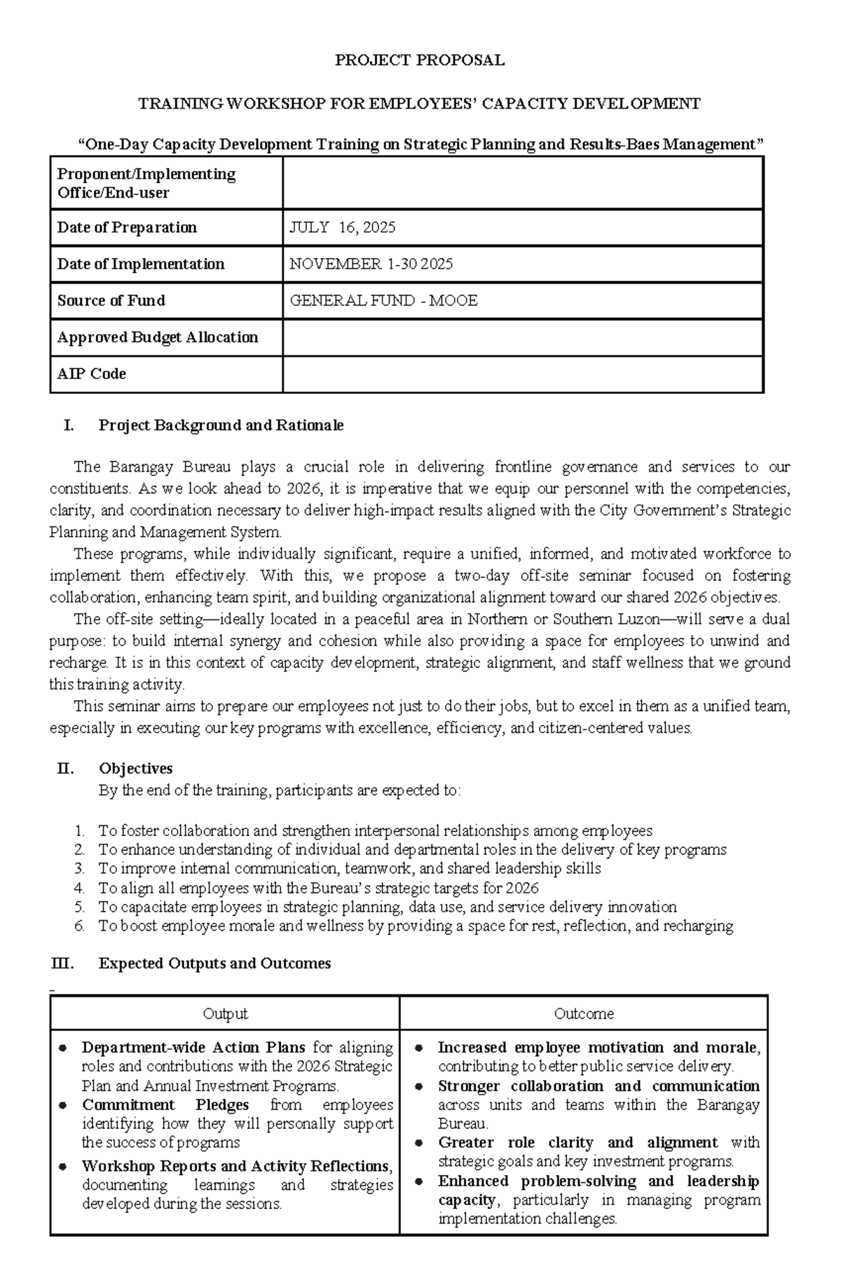 Capacity Development Training Workshop Proposal for AIP 2026 - Studocu