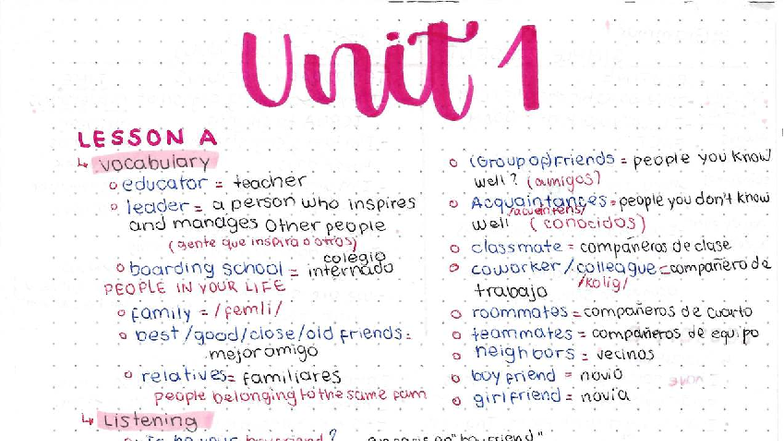 Basic 9 Vocabulary & Grammar Notes (Unit 1-3) - Studocu