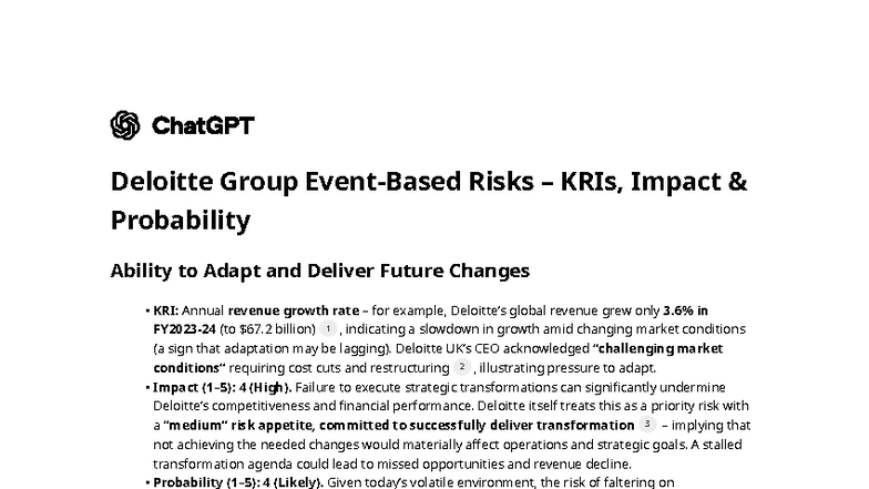Deloitte Group Event-Based Risks: KRIs, Impact & Probability Analysis ...