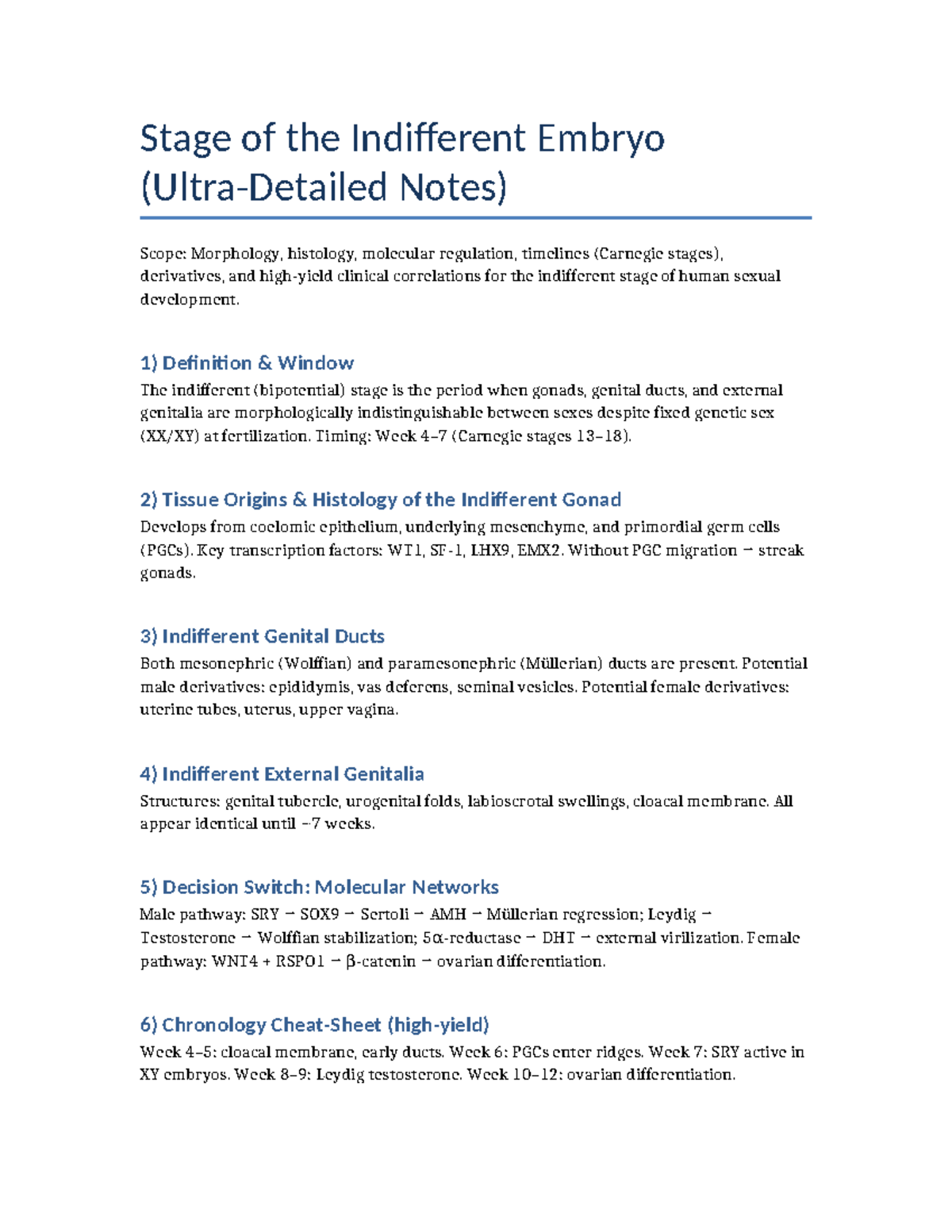Indifferent Embryo Notes: Morphology, Histology & Development (Carnegie ...