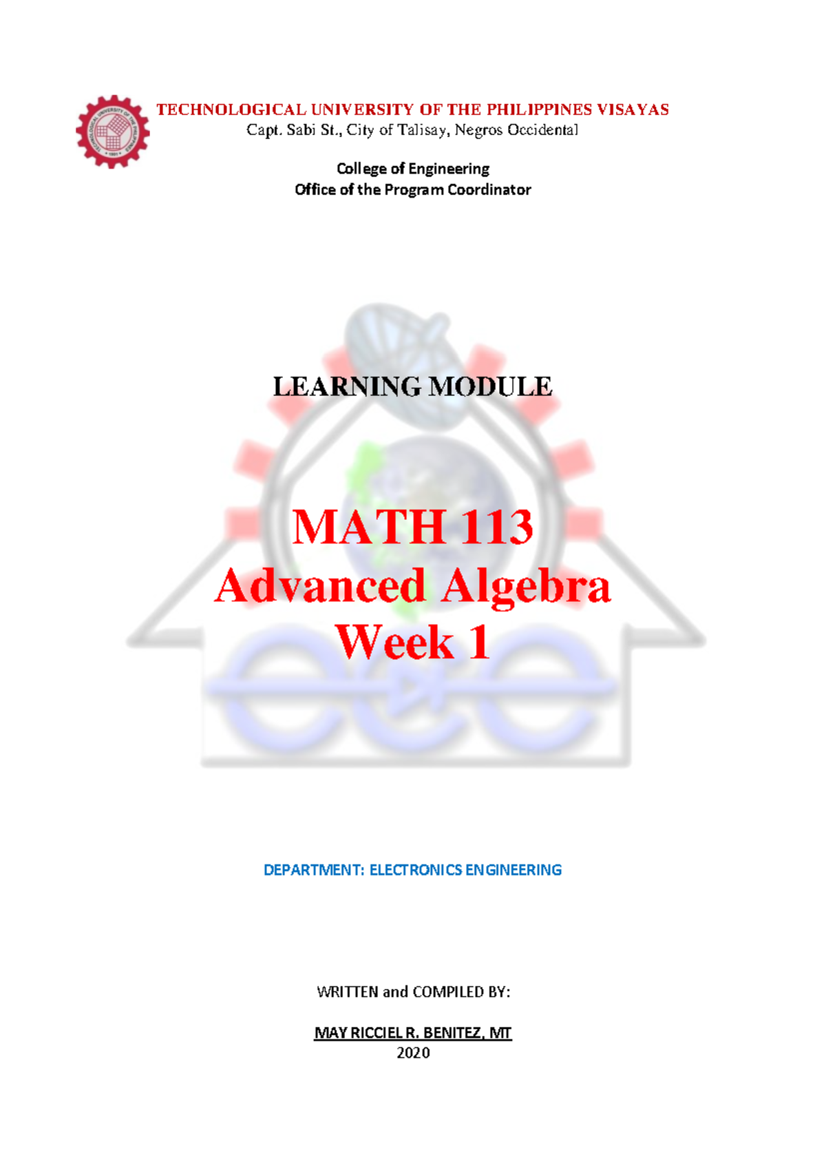 MATH 113 Week 1 Learning Module: Systems of Equations - Studocu