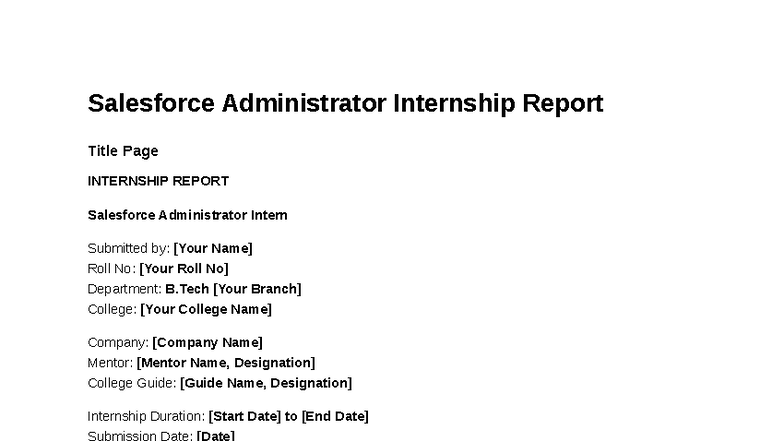 Salesforce Admin Internship Report (B.Tech) - Insights & Experience ...