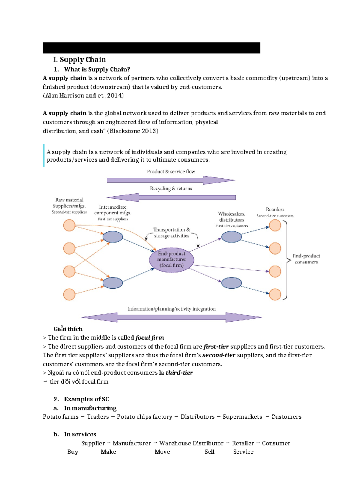 SCM class note - Chương 1 - Chapter 1: Introduction to Supply Chain ...