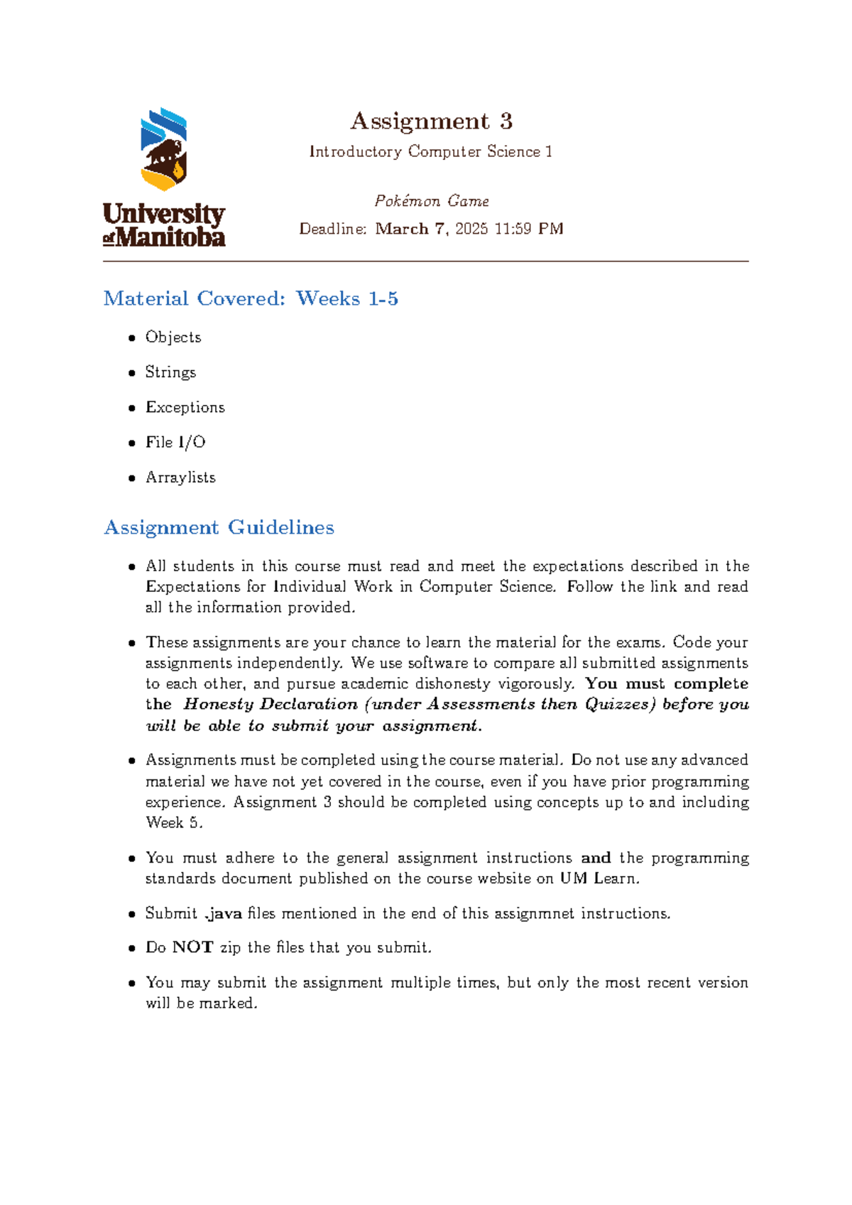 COMP 1020 Assignment 3: Game Simulation Development Guidelines - Studocu
