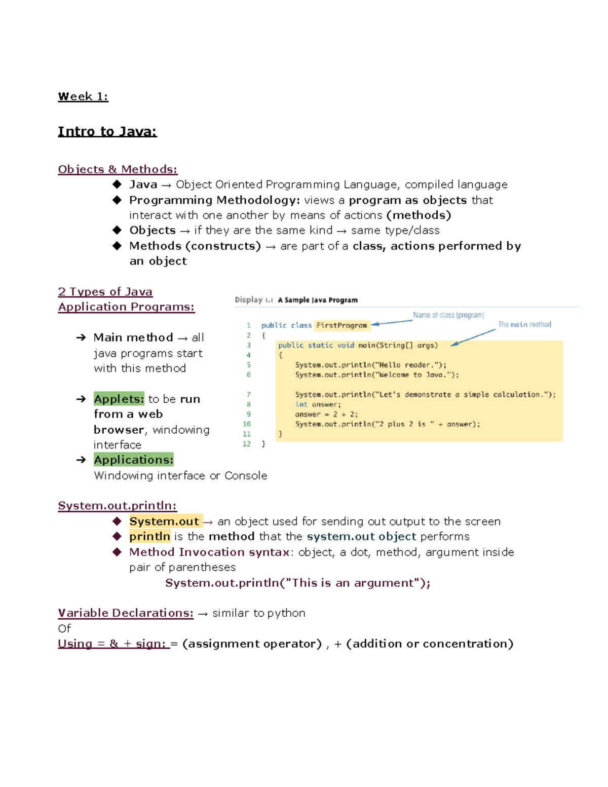 CP213 Midterm Study Guide: Java Basics and Key Concepts - Studocu