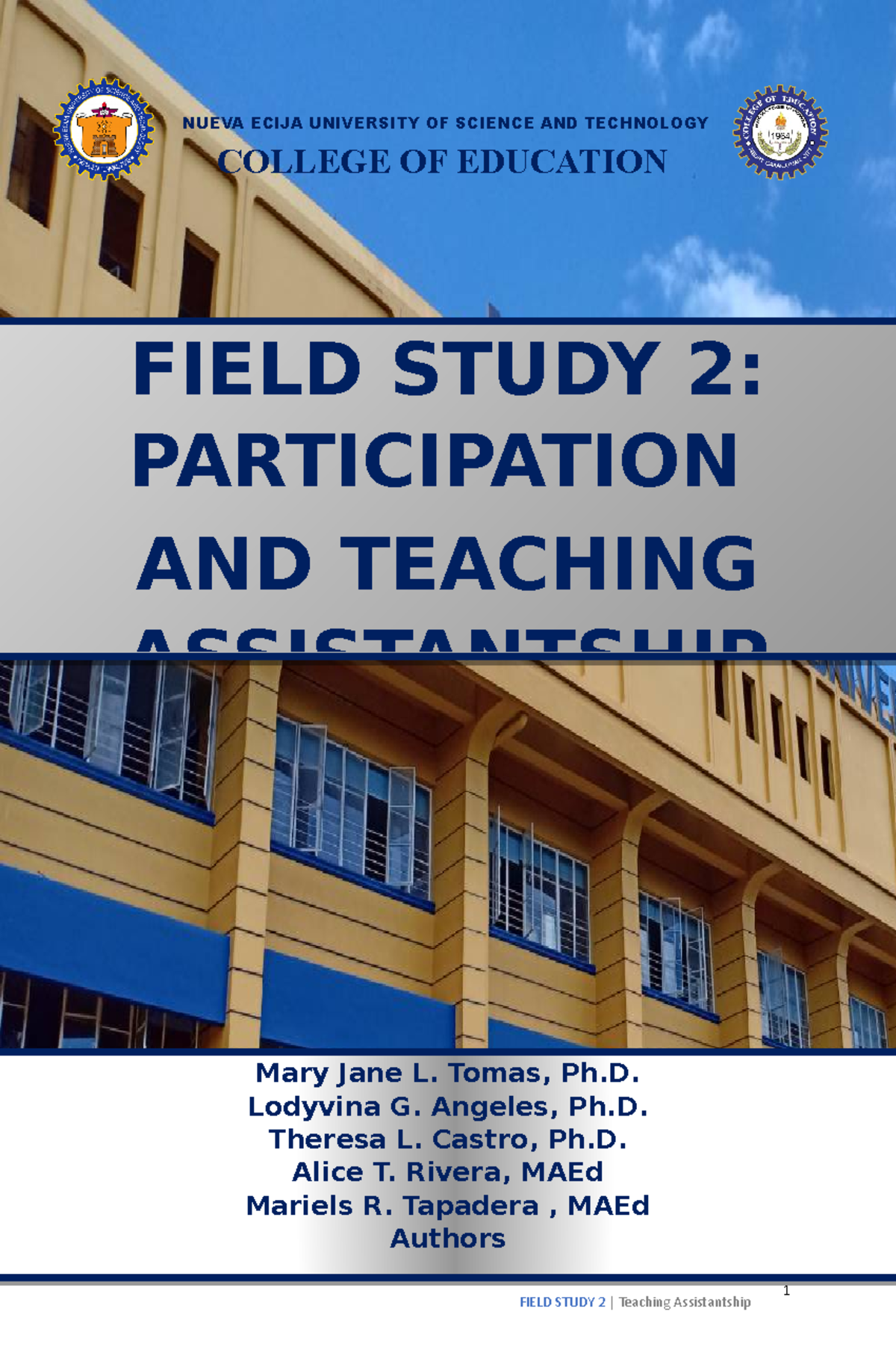 Field Study 2: Workbook for Participation & Teaching Assistantship ...