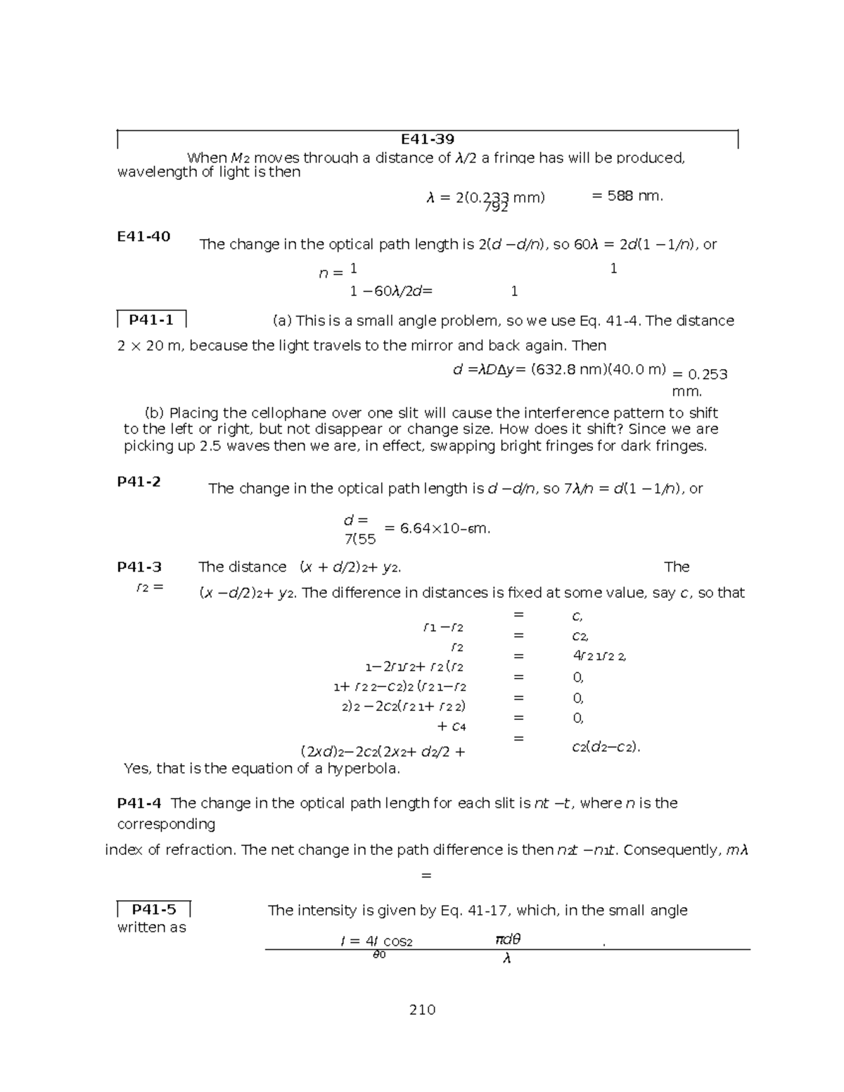 Lecture Notes Solution 210: Interference and Diffraction Patterns ...
