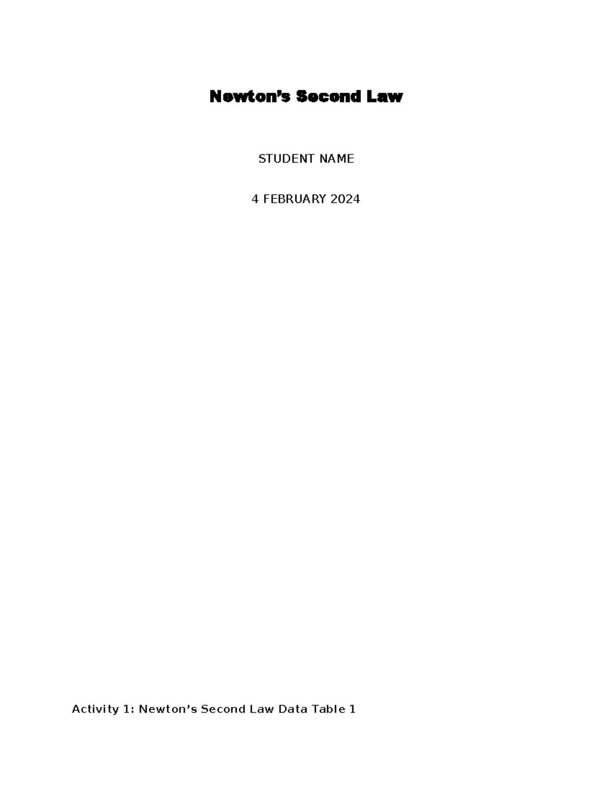 Module 4 Lab Report: Exploring Newton's Second Law of Motion - Studocu