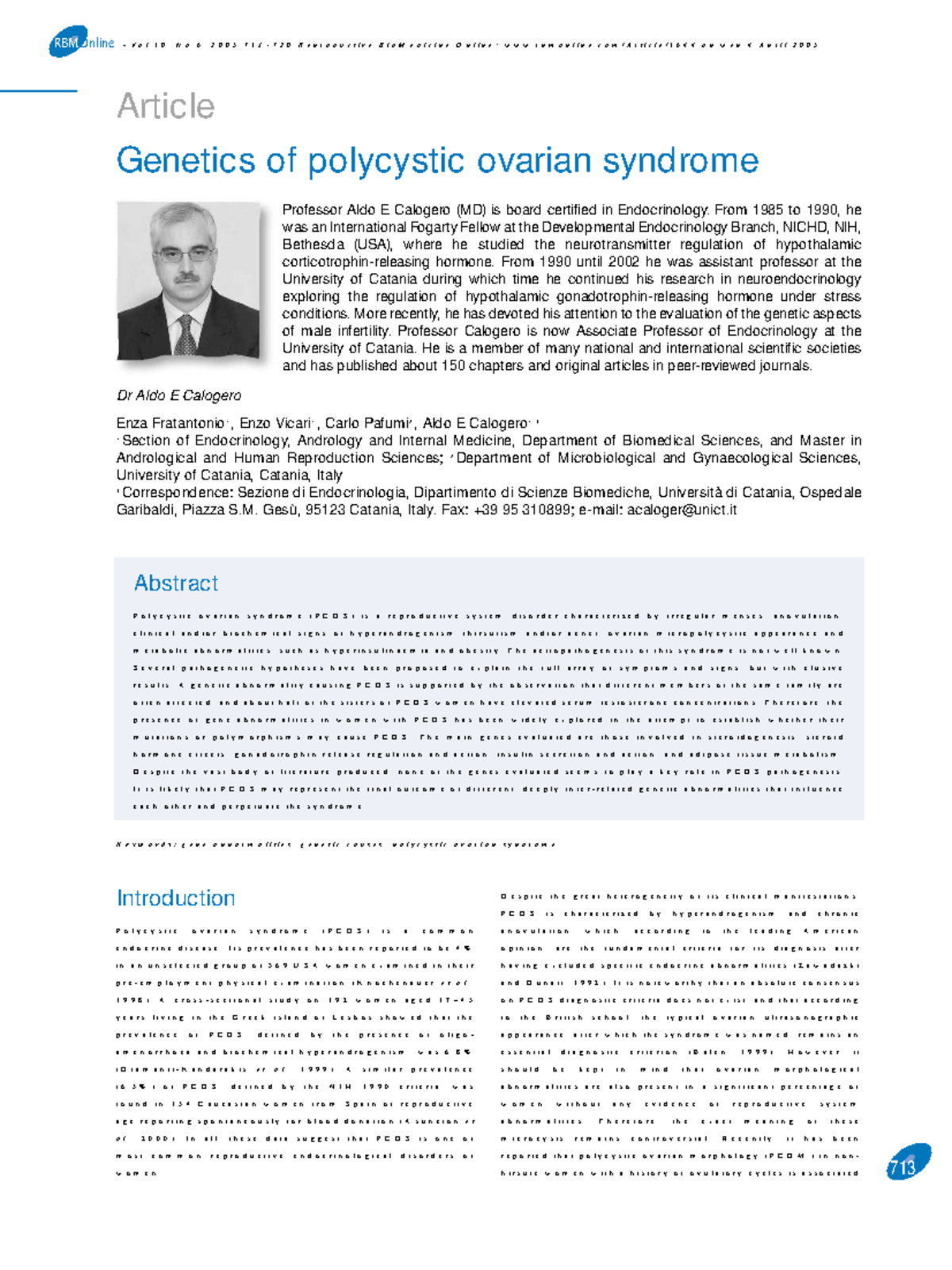 RBMOnline Vol 10. No 6. 2005: Genetics of Polycystic Ovarian Syndrome ...
