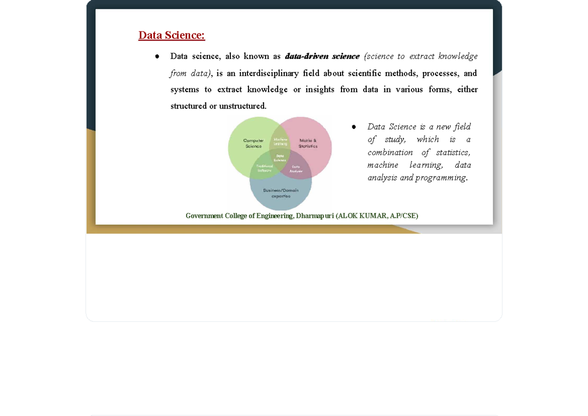 CS3352 FDS Unit 1: Introduction to Data Science Concepts - Studocu