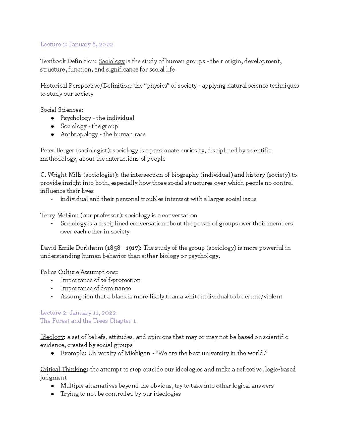 Soc 100 Lecture Notes: Key Concepts in Sociology (Jan - Feb 2022) - Studocu