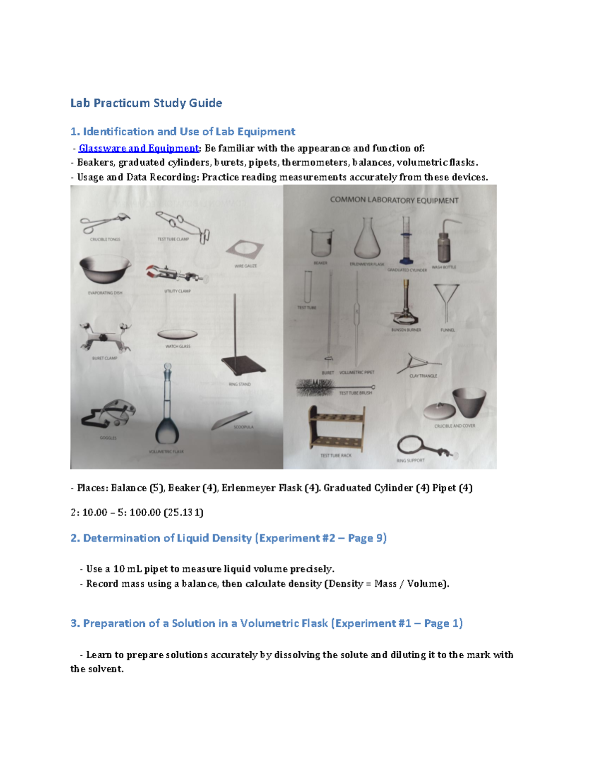 Lab Practicum Study Guide for Chem 101 (Updated Dec. 2023) - Studocu