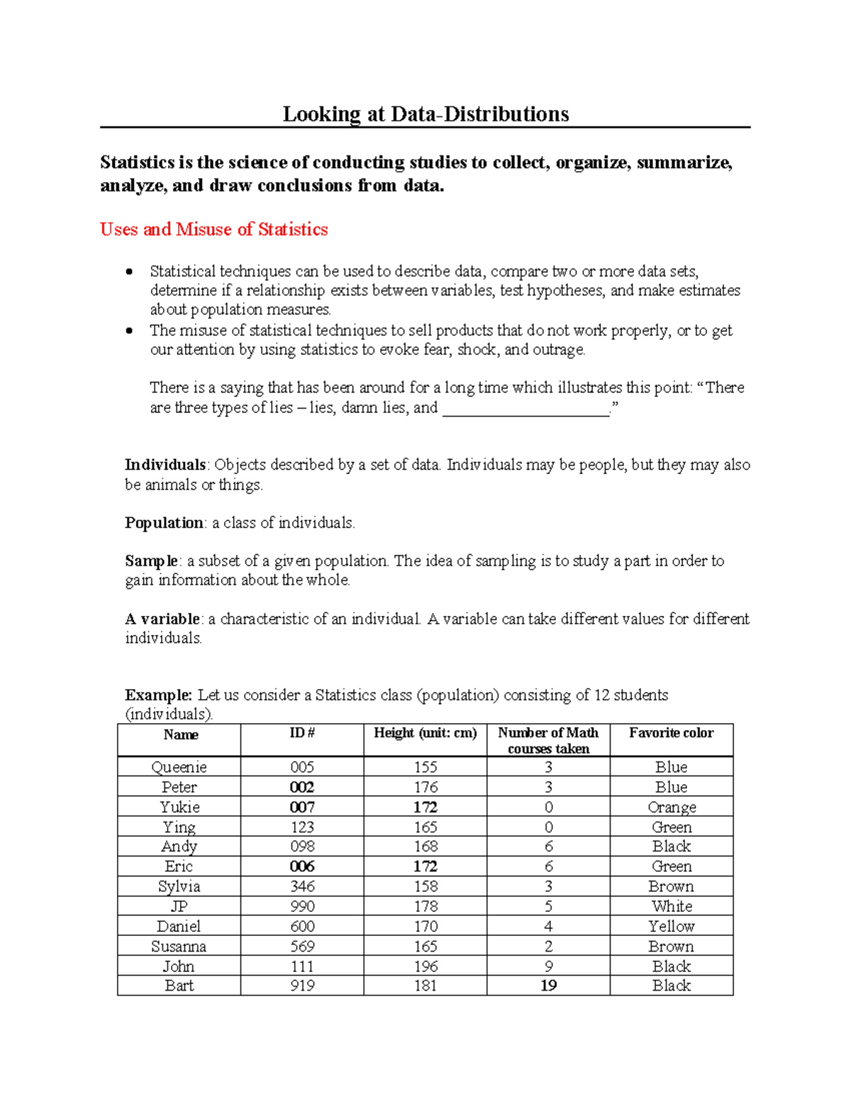 Looking At Data Distribution - Looking at Data-Distributions Statistics ...