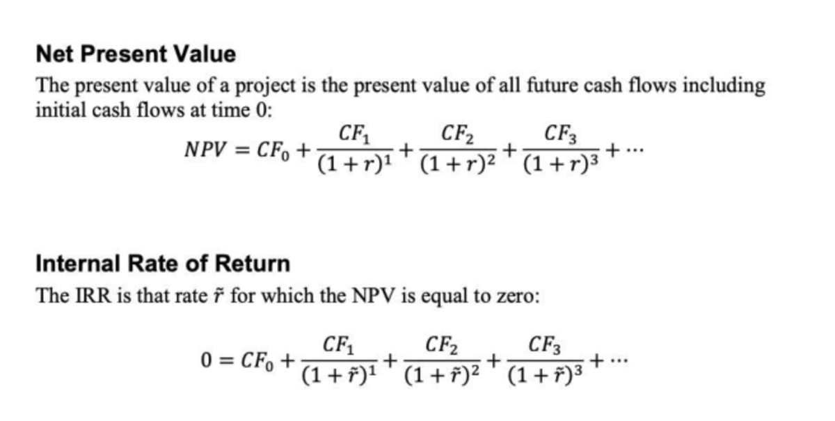Cash Flow Value Formulas: NPV & IRR Explained - Studocu