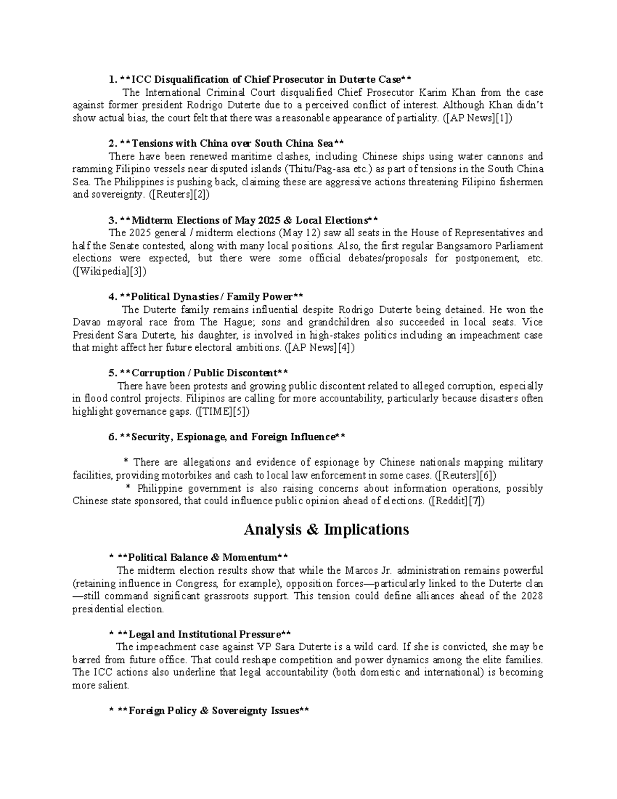 PH NEWS Summary: Key Political Developments in the Philippines - Studocu