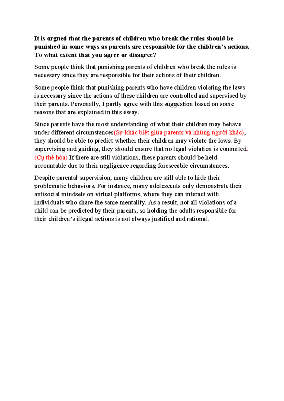 Parents' Accountability for Children's Rule-Breaking Actions: An Essay ...