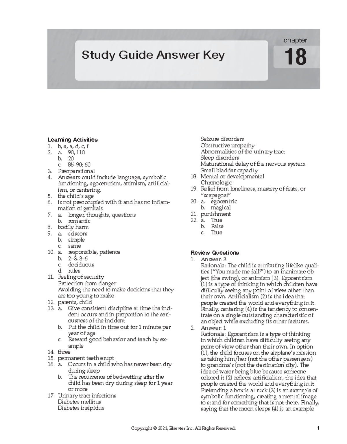 Chapter 018 - Nursing Study Guide Answer Key - Studocu