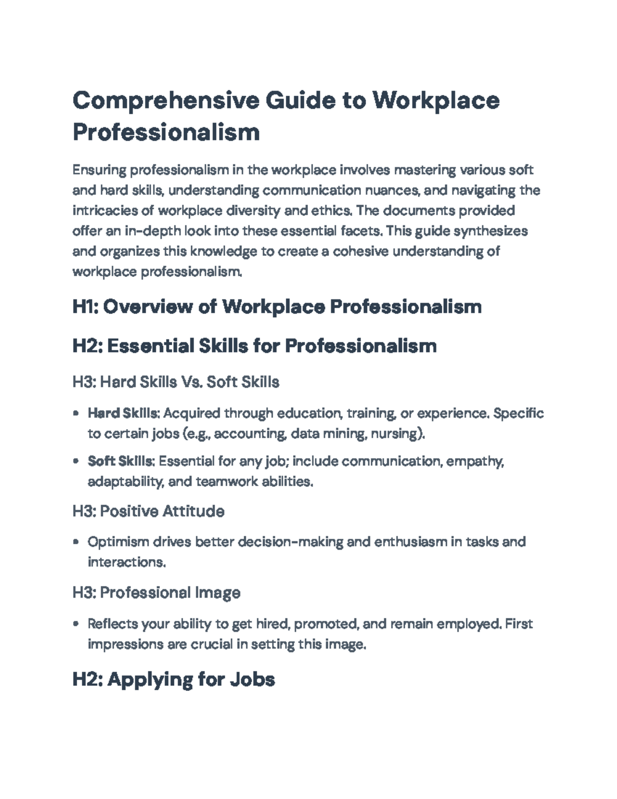 Comprehensive Guide to Workplace Professionalism and Skills ...