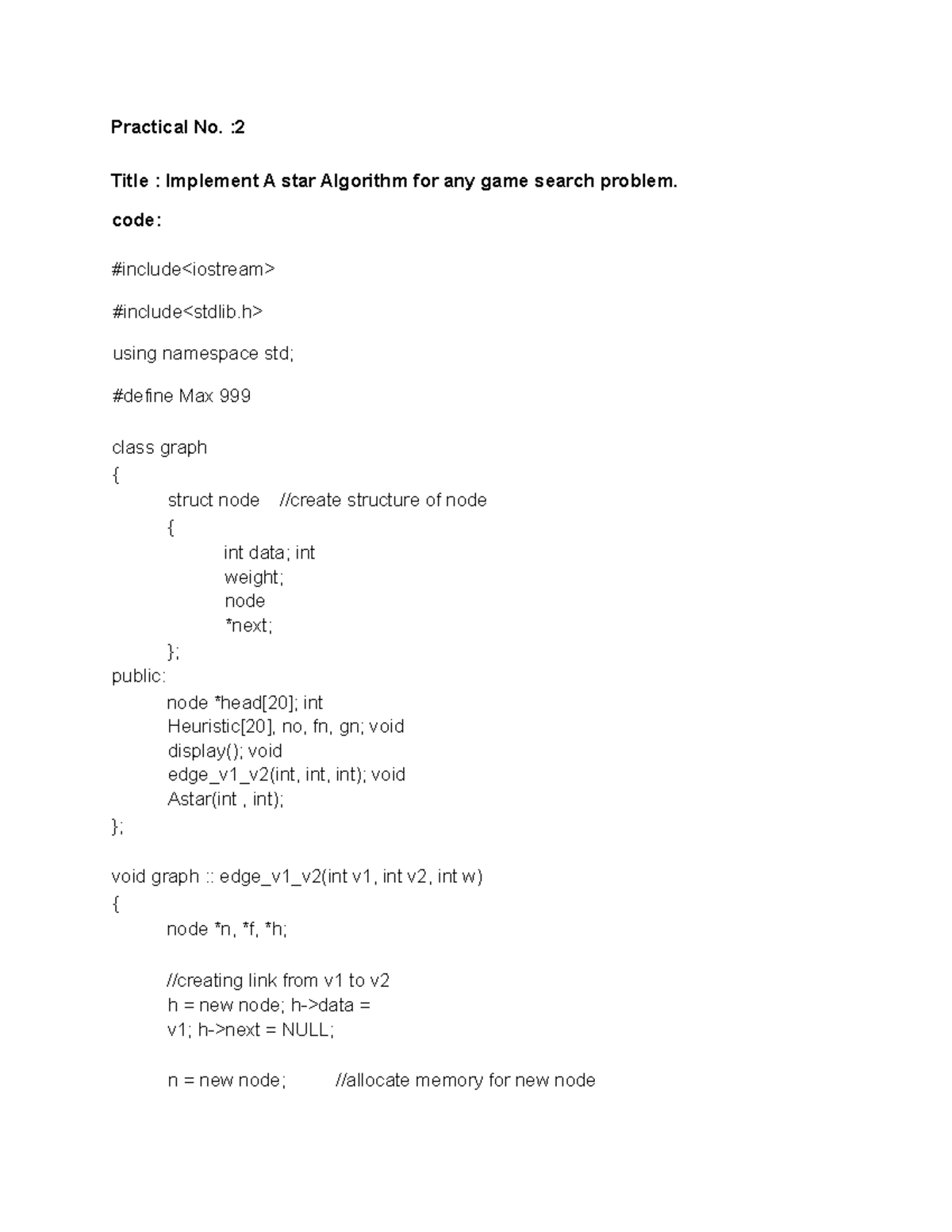 AI Assignment 2a - Implementing A* Algorithm in Game Search - Studocu