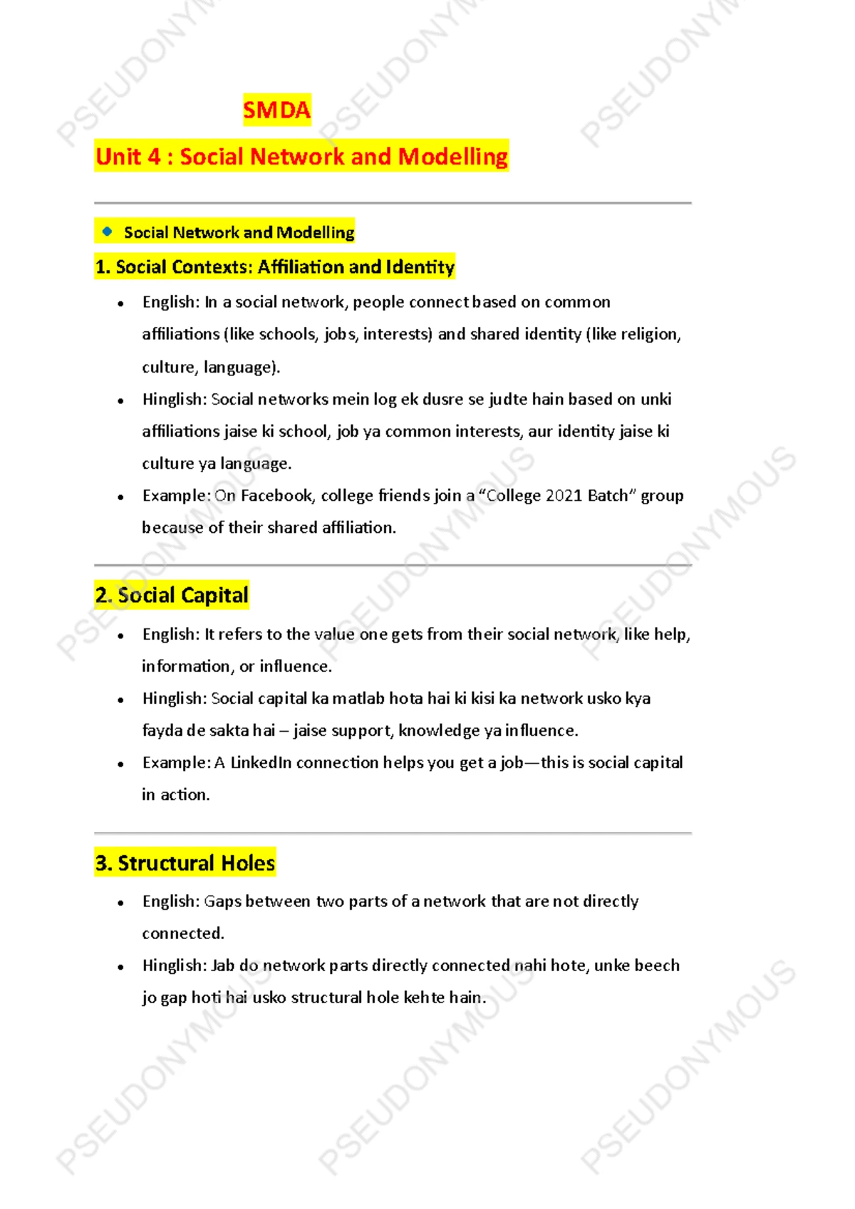 SMDA Notes Summary: Units 1-5 on Social Media & Network Fundamentals ...