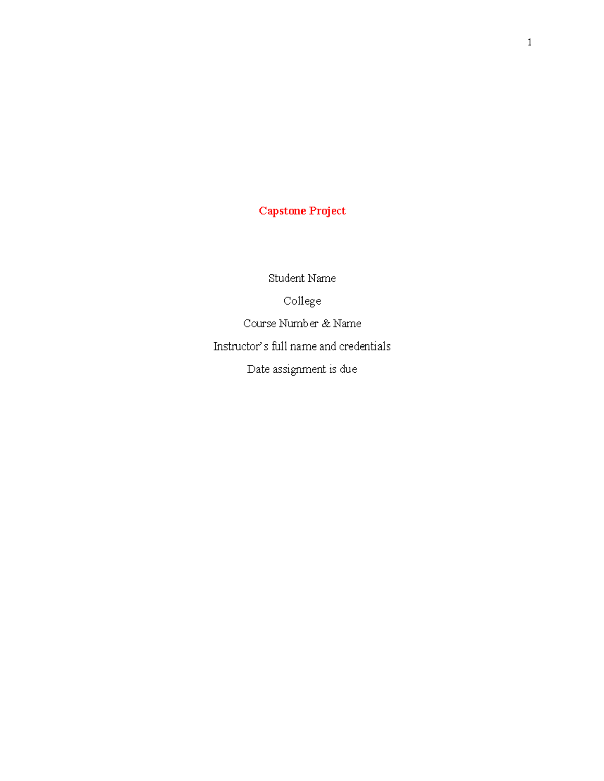 BSN485 - Final Capstone Project Hallmark Template - Studocu