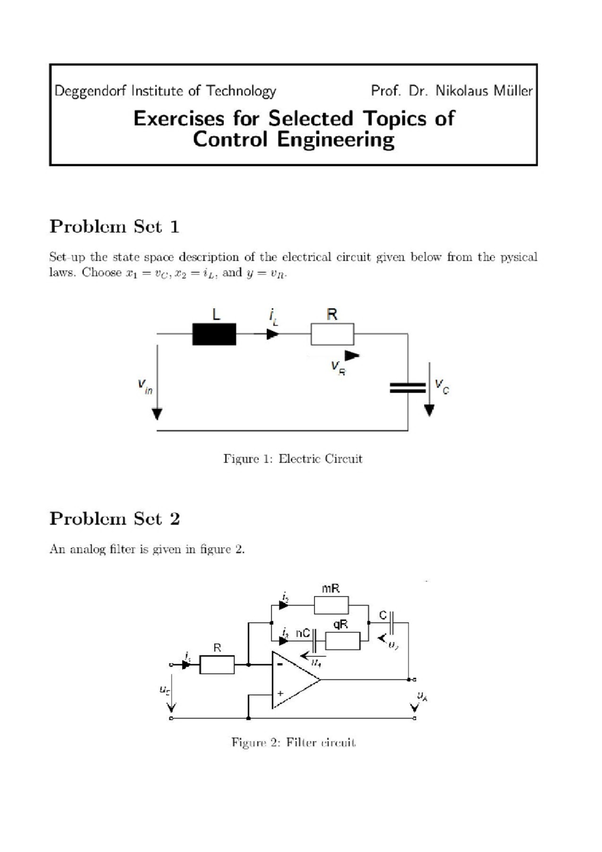 Control Exercise 1-8 Analysis and Solutions - Studocu