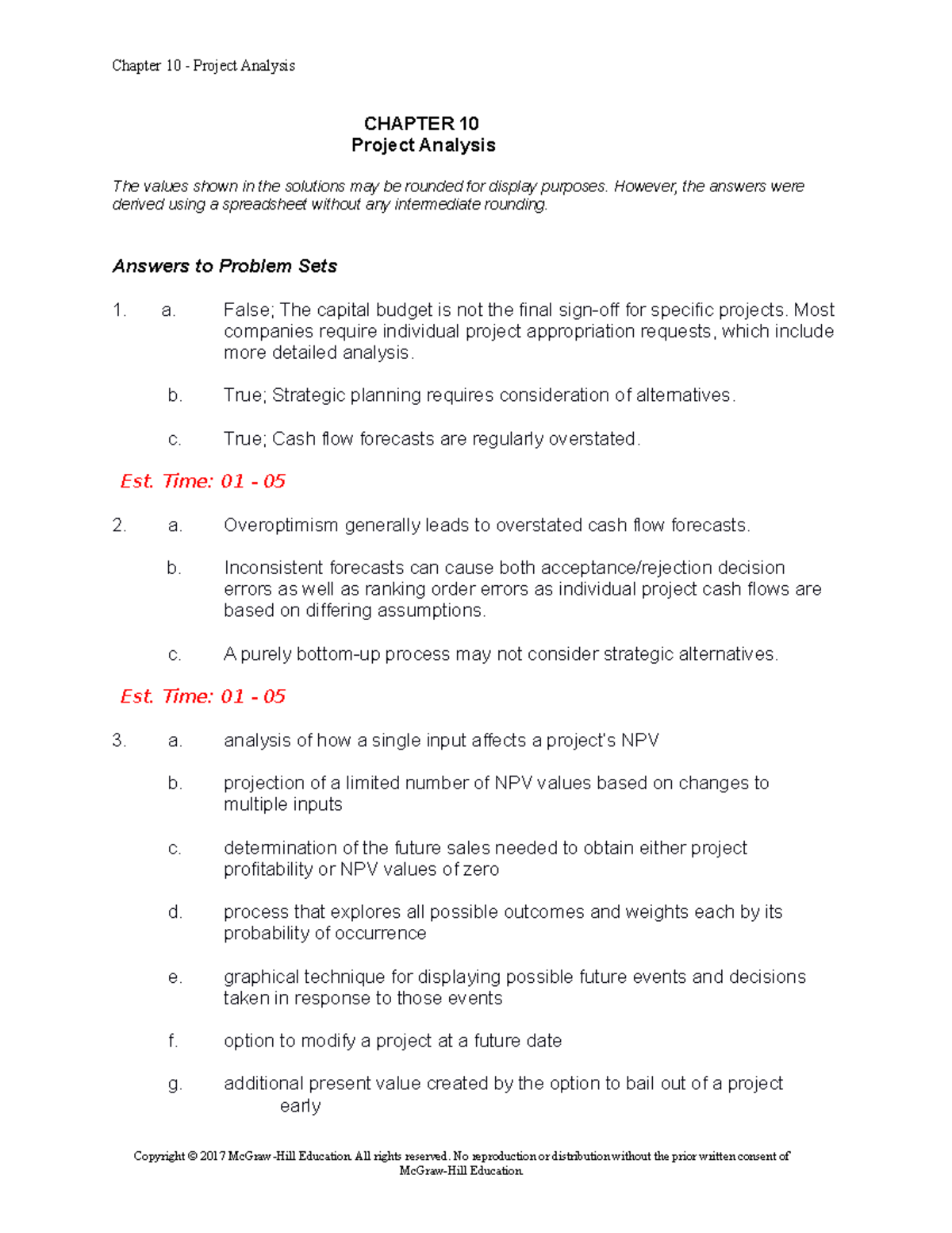 C10 Final - bài tập - CHAPTER 10 Project Analysis The values shown in ...