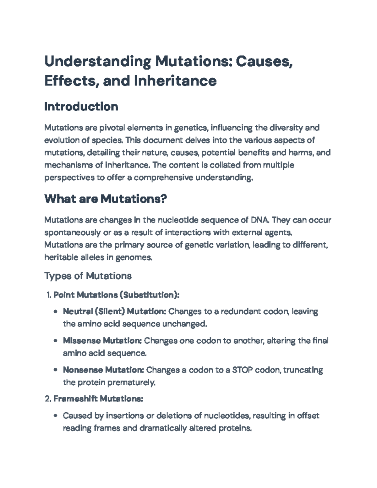 Understanding Mutations: Causes, Effects, and Inheritance in Genetics ...