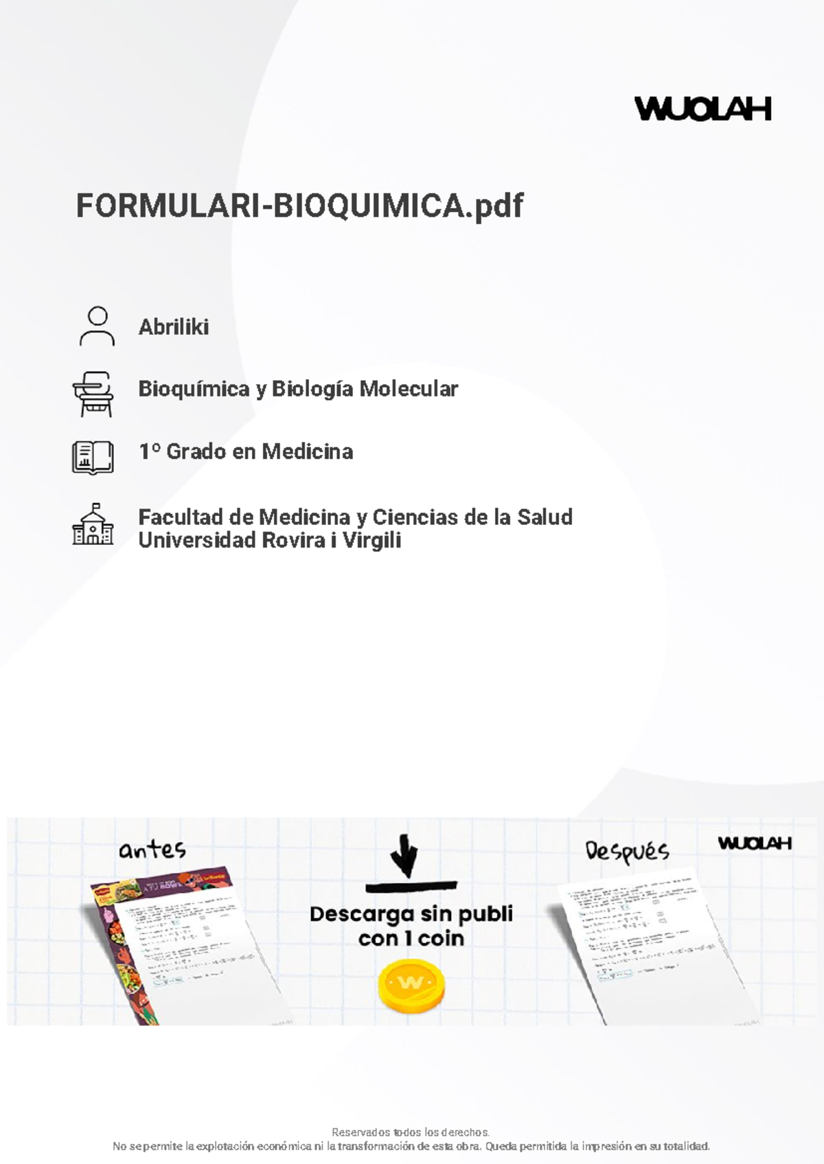 FORMULARI BIOQUÍMICA - 1º Grado en Medicina - Studocu