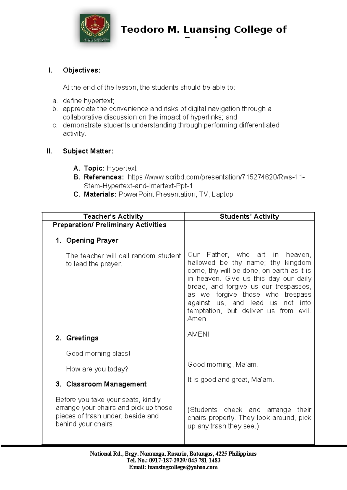 Lesson Plan on Hypertext: Understanding Digital Navigation (EDU 101 ...