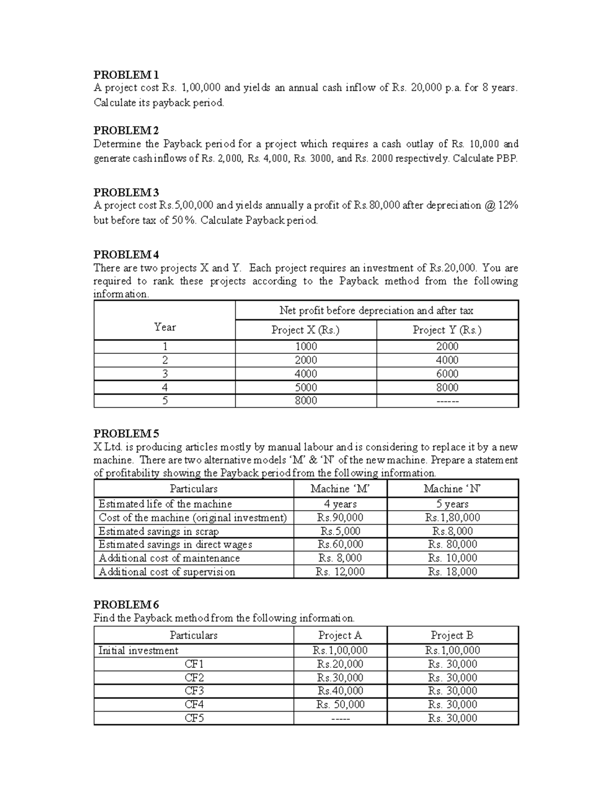 Payback Period PBP Problems & Calculations for Financial Projects - Studocu