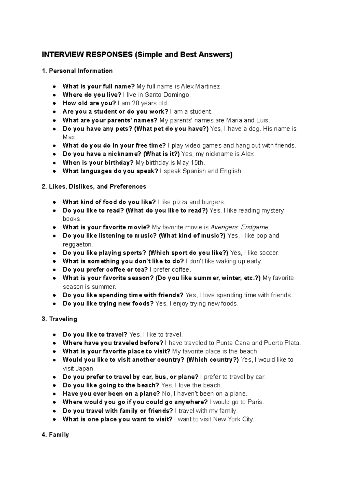 Interview Responses (Simple and Best Answers) - INTERVIEW RESPONSES ...