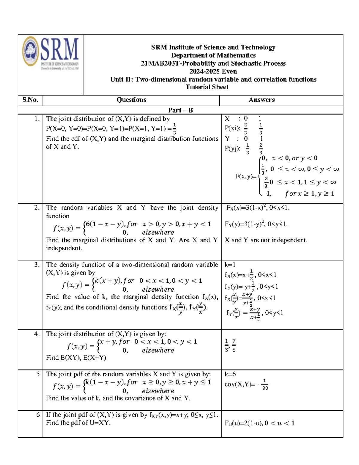 Remidial action sheet - Remedial assignment - SRM Institute of Science ...