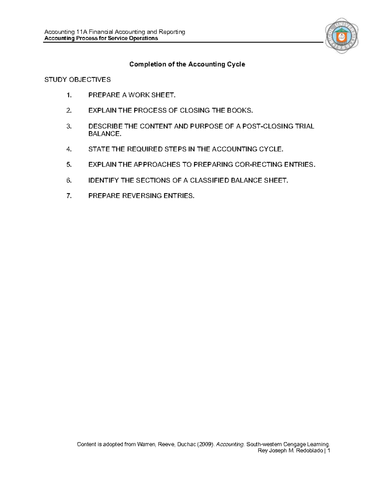 Accounting 11A Final Exam: Completing the Accounting Cycle - Studocu