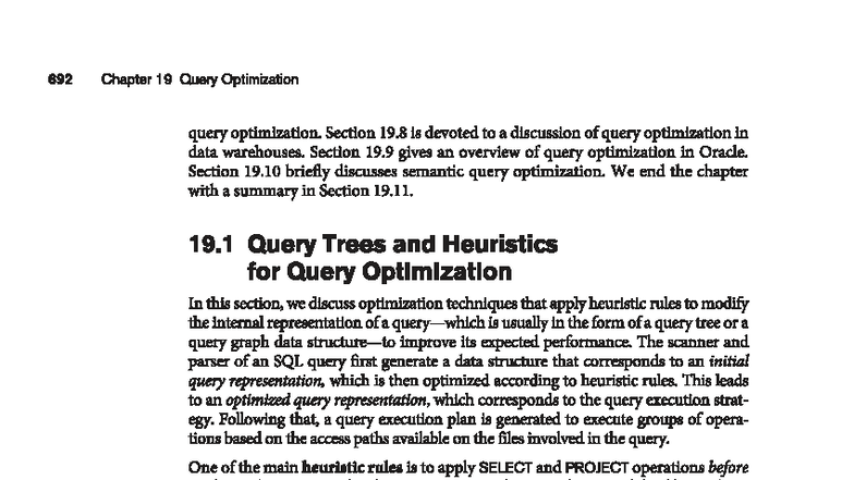 692 - Chapter 19: Query Optimization Techniques and Heuristic Rules ...
