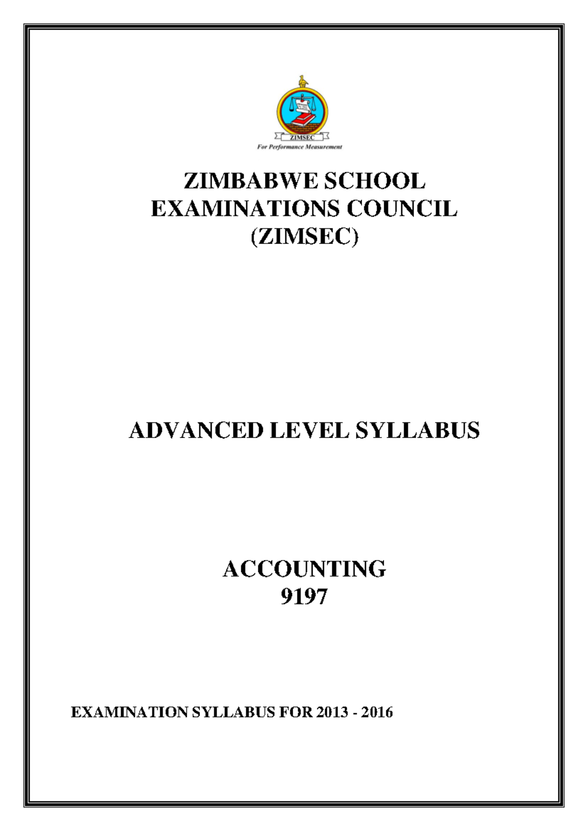 ALevel Accounting Syllabus (2013 2016) ZIMSEC 9197 Studocu