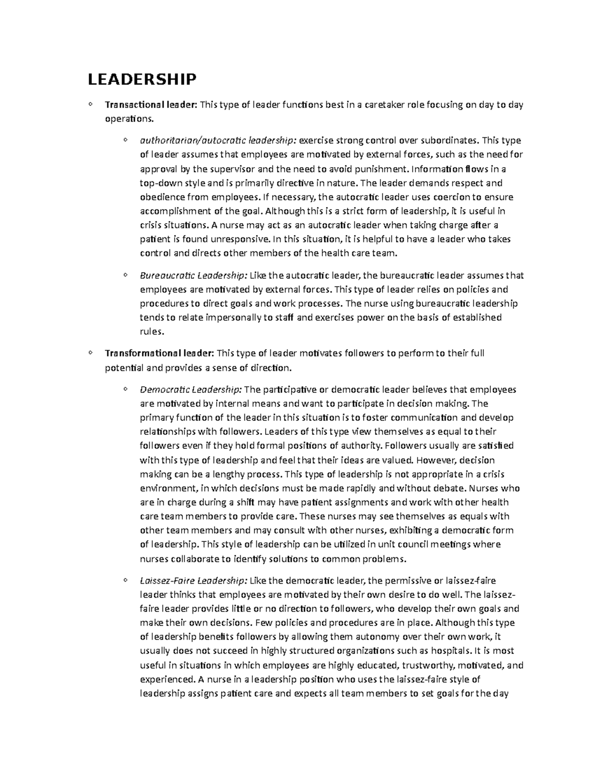 2060-Exam-1 Leadership Study Guide and Key Concepts - Studocu