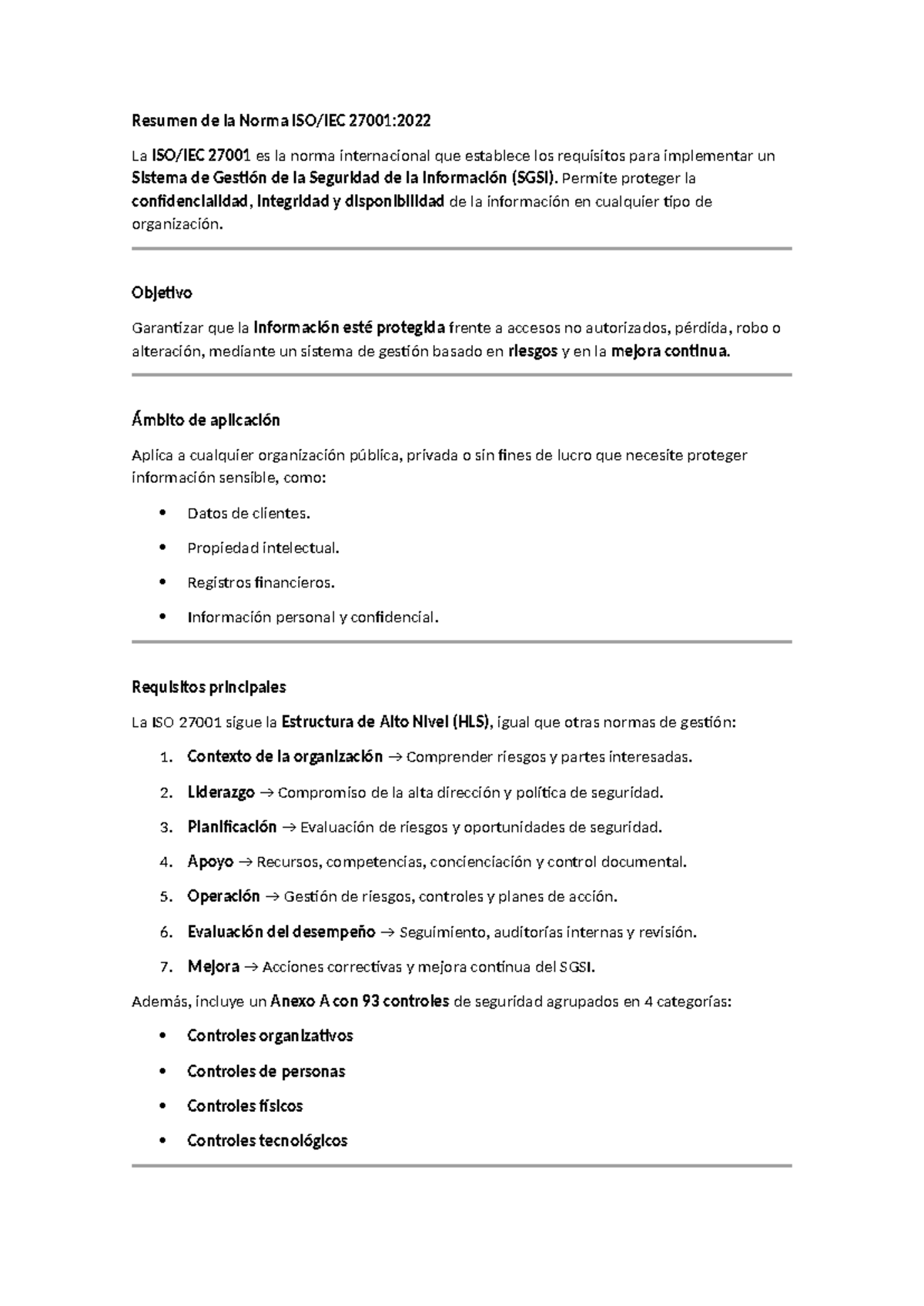 Resumen de la Norma ISO 27001:2022 sobre SGSI y Seguridad de la ...
