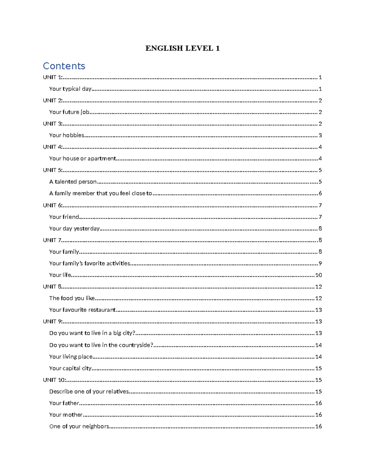 English Level 1 - Unit Summaries and Personal Reflections - Studocu