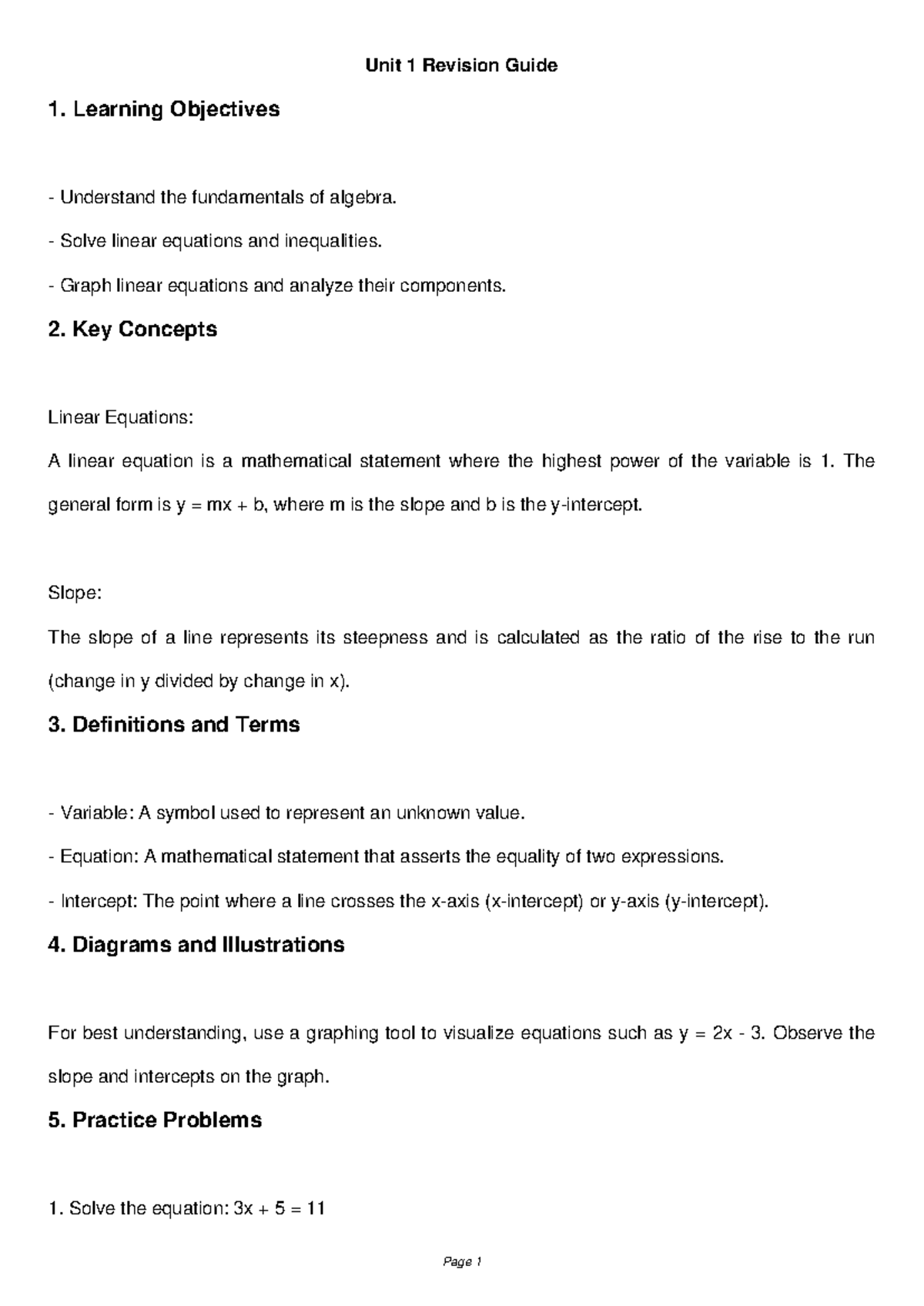 Unit 1 Revision Guide - its a assigment - Unit 1 Revision Guide 1 ...