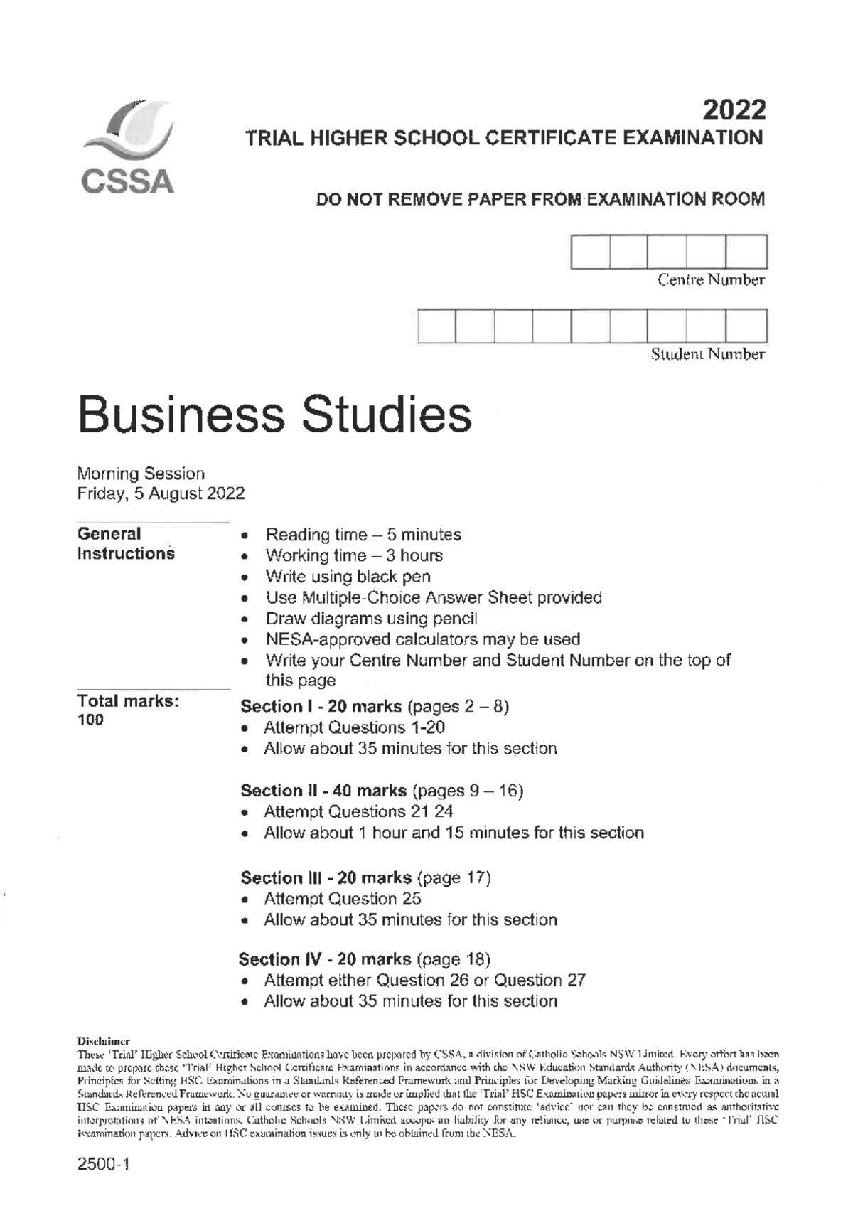 Business Studies HSC Trial Exam - Friday, 5 August 2022 - Studocu