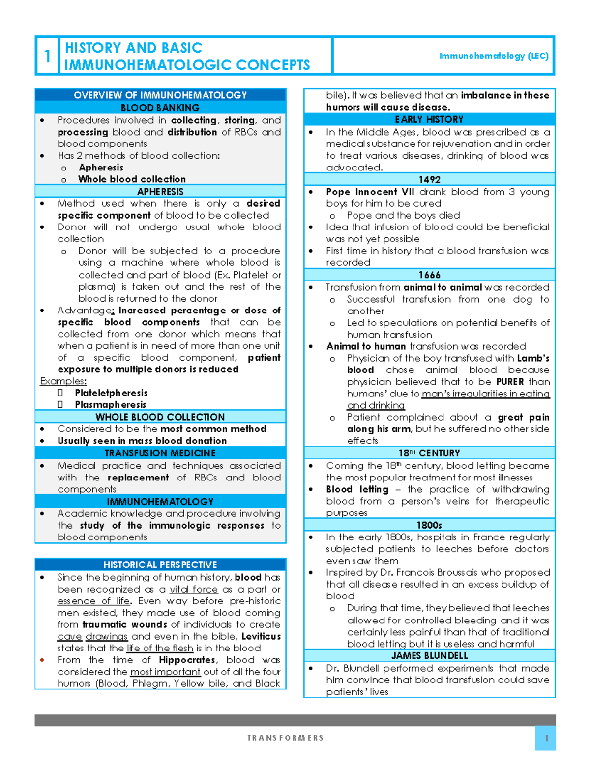 Immunohematology LEC Final Exam Summary Notes (2022-2023) - Document Preview