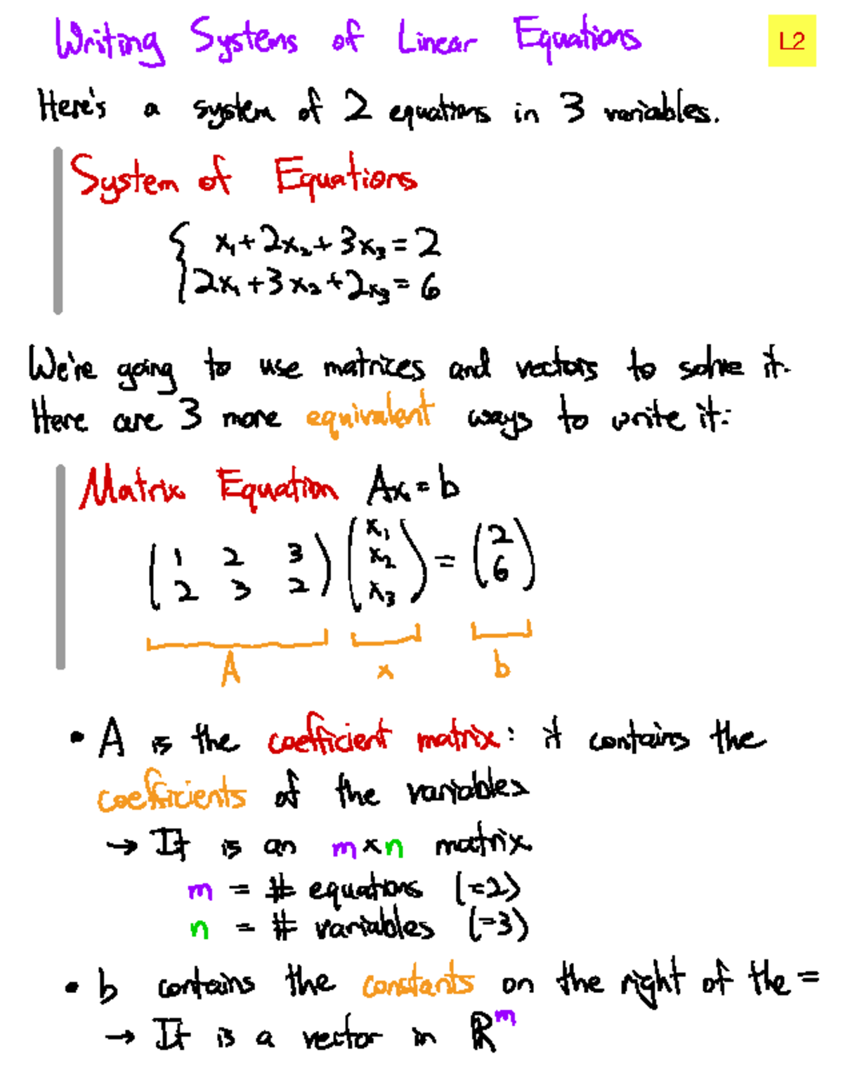 S25-L2 Final Exam Notes on Solving Linear Systems with Matrices - Studocu