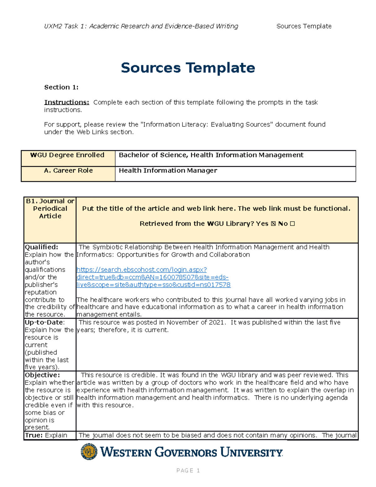 LSHE Task 1 Template Completed - Sources Template Section 1 ...